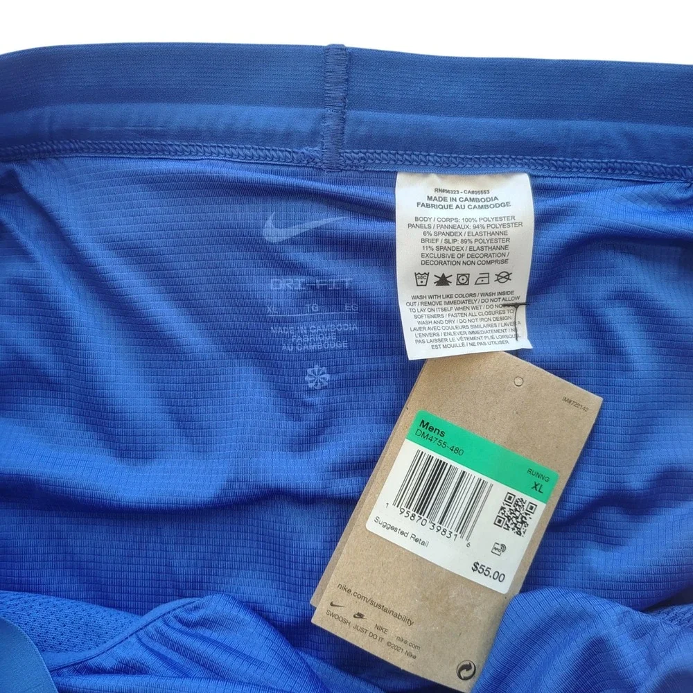 Nike Stride Mens 5 Inch Running Shorts Blue Dri-FIT XL‎ DM4755-480
